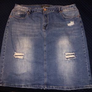 Cato Premium Plus Size Distressed Denim Skirt